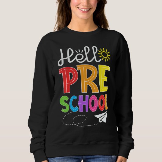 Hallo Preschool Fun Pre K Terug naar school   Stud Trui (Voorkant)