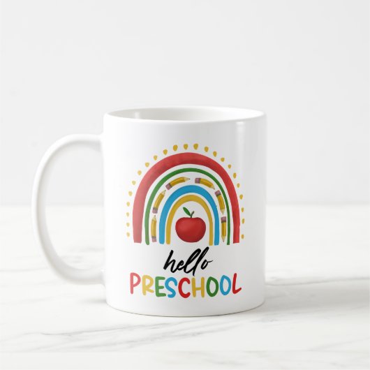 Hallo Preschool Rainbow Terug naar School Teacher Koffiemok (Links)