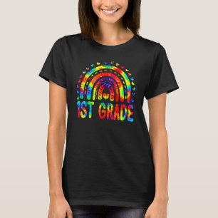 Hallo Preschool Retro Rainbow Tie Dye Teacher Todd T-shirt