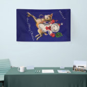Hallo! Prettig kerstfeest sneeuwman op rendier Spandoek (Beurs)