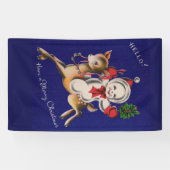 Hallo! Prettig kerstfeest sneeuwman op rendier Spandoek (Horizontaal)