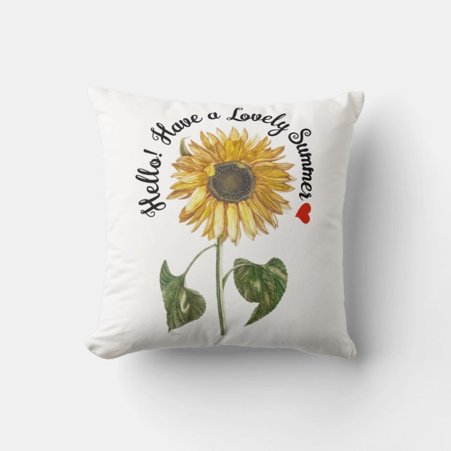 Hallo! Prettige zomer - Oude zonnebloem Kussen (Voorkant)