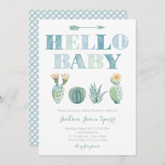 hallo Prickly Pear-kaarten voor Baby shower Kaart (Voorkant / Achterkant)