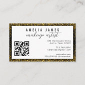 hallo | Professioneel, modern script Gold Glitter Visitekaartje (Achterkant)