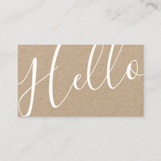 hallo | Professioneel modern Script Kraft Paper Visitekaartje (Voorkant)
