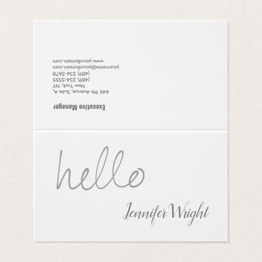 Hallo Professionele minimalist grijs wit Visitekaartje (Buitenkant ongevouwen)