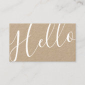 Hallo | Professionele Moderne Script Kraft Papier Visitekaartje (Voorkant)