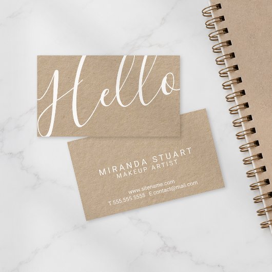 Hallo | Professionele Moderne Script Kraft Papier Visitekaartje