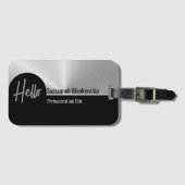 Hallo Professionele Nep Zilver Metaal Bagagelabel (Voorkant (horizontaal))