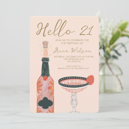 Hallo Proost op Aardbei en Blush Kaart (Staand voorkant)