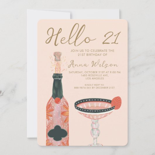 Hallo Proost op Aardbei en Blush Kaart (Voorkant)