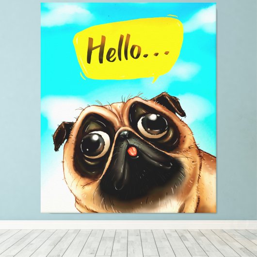 hallo Pug Gift Idee, Pug Owner, Hondenliefhebber C Canvas Afdruk (Insitu (Houten vloer))