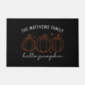 Hallo Pumpkin aangepaste familienaam herfst Deurmat (Voorkant)