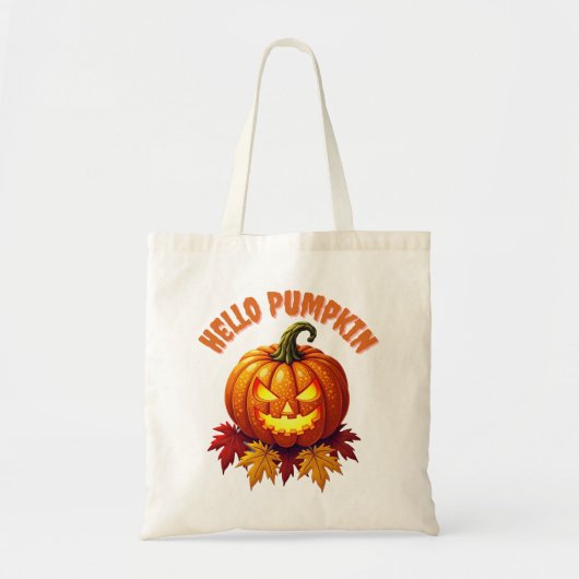 Hallo Pumpkin Autumn Halloween Tote Bag (Voorkant)