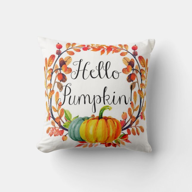 "Hallo Pumpkin!" Autumn Wreath Sierkussen (Voorkant)