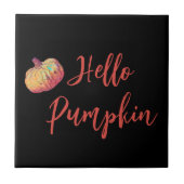 hallo Pumpkin Black Oranje Herfst Tegeltje (Voorkant)