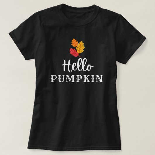 Hallo Pumpkin en Crisp Fall Leaves T-shirt (Design voorkant)