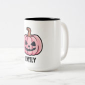 Hallo pumpkin Halloween Personalized name  Tweekleurige Koffiemok (Voorkant rechts)