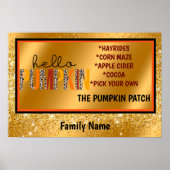 hallo Pumpkin Herfst Autumn past Tekst en Kleur aa Poster (Voorkant)