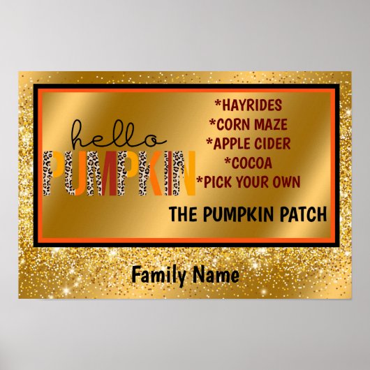hallo Pumpkin Herfst Autumn past Tekst en Kleur aa Poster (Voorkant)
