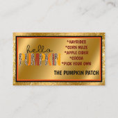 hallo Pumpkin Herfst Autumn past Tekst en Kleur aa Visitekaartje (Voorkant)