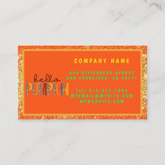 hallo Pumpkin Herfst Autumn past Tekst en Kleur aa Visitekaartje (Achterkant)