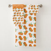 hallo Pumpkin Herfst Pattern Oranje Green Bad Handdoek (Insitu)