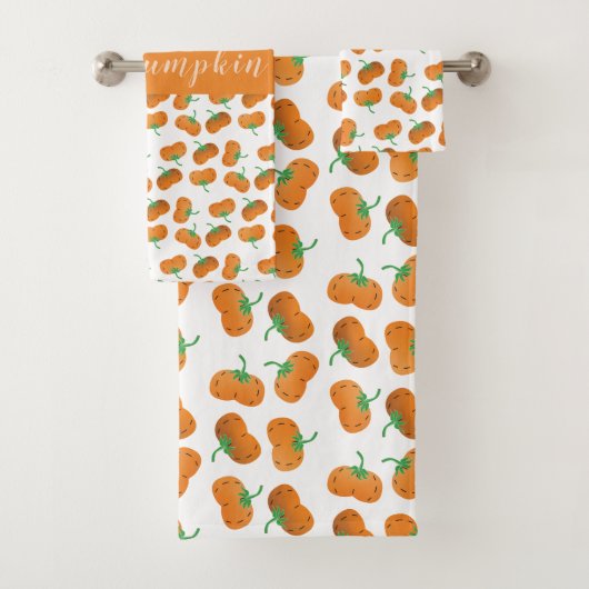 hallo Pumpkin Herfst Pattern Oranje Green Bad Handdoek (Insitu)
