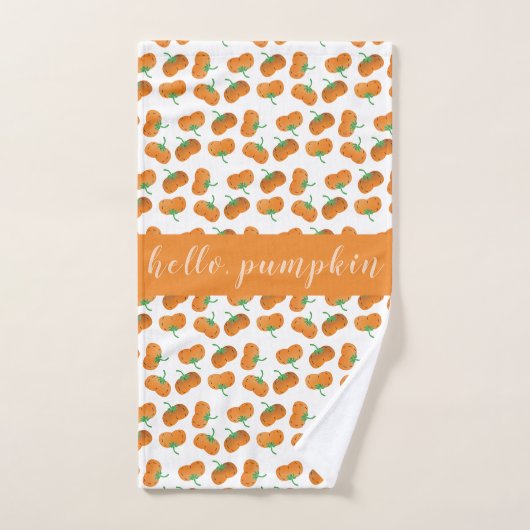 hallo Pumpkin Herfst Pattern Oranje Green Bad Handdoek (Handdoek)