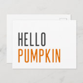 hallo Pumpkin | Minimale moderne Halloween Trendy Briefkaart (Voorkant / Achterkant)