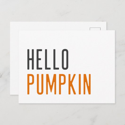 hallo Pumpkin | Minimale moderne Halloween Trendy Briefkaart (Voorkant / Achterkant)