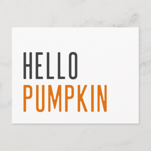 hallo Pumpkin | Minimale moderne Halloween Trendy Briefkaart (Voorkant)