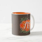 hallo Pumpkin Monogramed Pumpkin Two-Tone koffie Tweekleurige Koffiemok (Voorkant rechts)