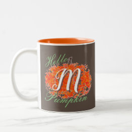 hallo Pumpkin Monogramed Pumpkin Two-Tone koffie Tweekleurige Koffiemok