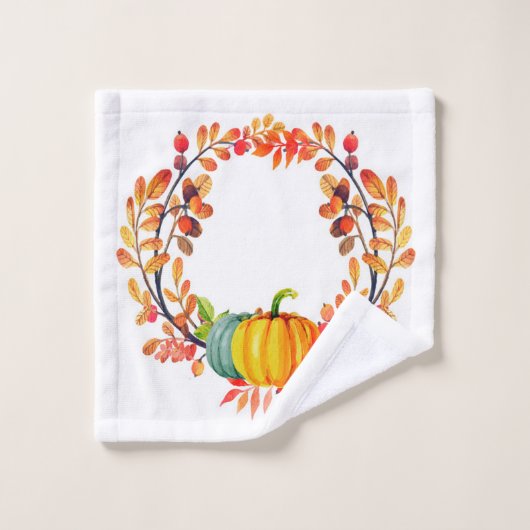"Hallo Pumpkin!" Najaar Wreath Bathroom Towel Set Bad Handdoek (Wasdoekje)