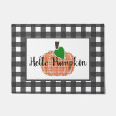Hallo Pumpkin Oranje Gingham Plaid Pumpkin Deurmat (Voorkant)