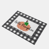 Hallo Pumpkin Oranje Gingham Plaid Pumpkin Deurmat (Schuin)