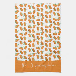 hallo Pumpkin Pattern Herfst Oranje Green Theedoek