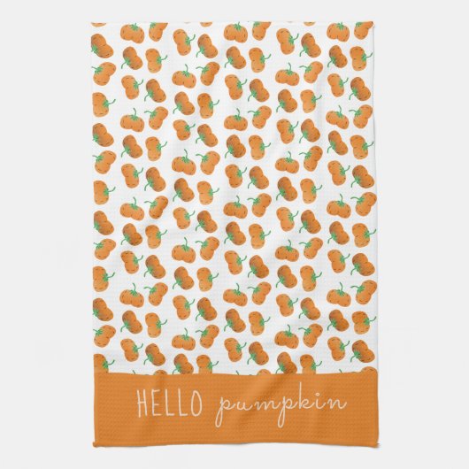 hallo Pumpkin Pattern Herfst Oranje Green Theedoek (Verticaal)