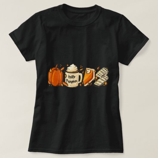 hallo Pumpkin Pie Spice Latte Coffee Love Herfst Z T-shirt (Design voorkant)