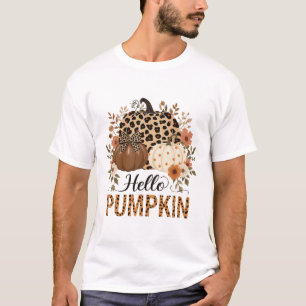 Hallo Pumpkin Png, Boho Floral Herfst Leopard Pump T-shirt