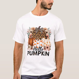 Hallo Pumpkin Png, Boho Floral Herfst Leopard T-shirt