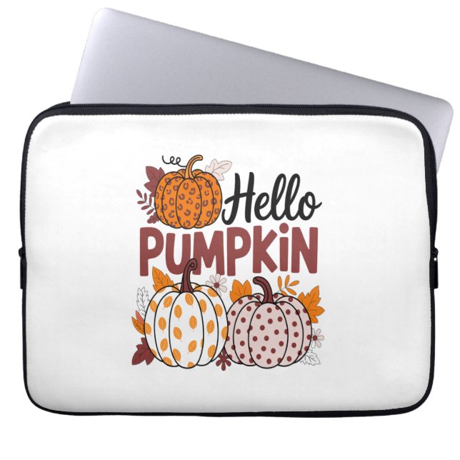 Hallo Pumpkin Png, Herfst Vibes Laptop Sleeve (Voorkant)