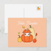 hallo Pumpkin Puppy in een pompoen Cute Kawaii Briefkaart (Voorkant / Achterkant)