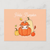 hallo Pumpkin Puppy in een pompoen Cute Kawaii Briefkaart (Voorkant)