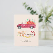 hallo Pumpkin Red Pickup Truck Herfst herfst Briefkaart (Staand voorkant)