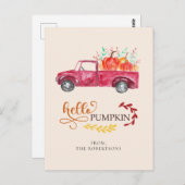 hallo Pumpkin Red Pickup Truck Herfst herfst Briefkaart (Voorkant / Achterkant)