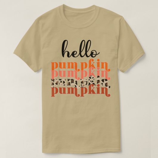 hallo Pumpkin Retro Leopard Hallo Herfst herfst Wo T-shirt (Design voorkant)