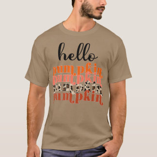 hallo Pumpkin Retro Leopard Hallo Herfst herfst Wo T-shirt