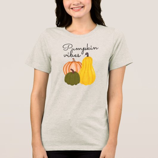 Hallo Pumpkin Season Herfst Vibes Pumpkin Spice Tri-Blend Shirt (Voorkant)